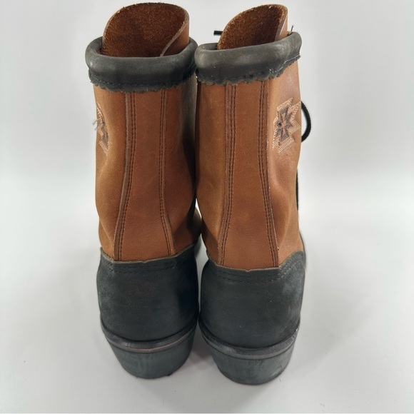 Abilene cowboy boots 6.5 brown black leather western kiltie lace up Prairie Y2k - Picture 5 of 14